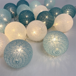 LED lyskæde med bomuldsbolde i forskellige farver - 2 m, 3 m